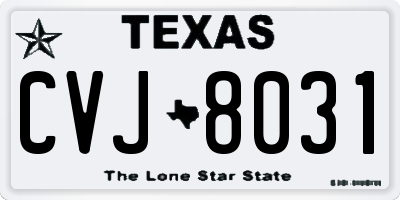 TX license plate CVJ8031