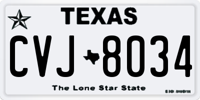 TX license plate CVJ8034