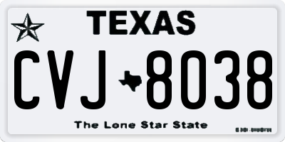 TX license plate CVJ8038