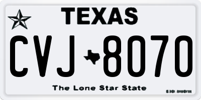 TX license plate CVJ8070