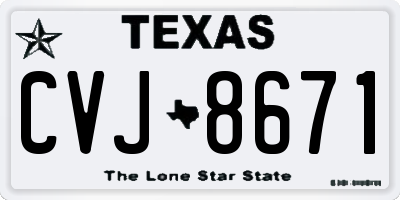 TX license plate CVJ8671