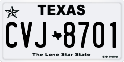 TX license plate CVJ8701
