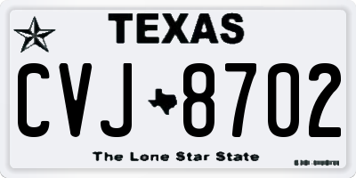 TX license plate CVJ8702
