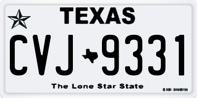 TX license plate CVJ9331