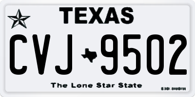 TX license plate CVJ9502