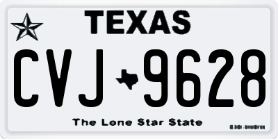TX license plate CVJ9628