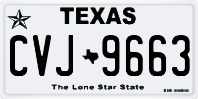 TX license plate CVJ9663