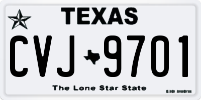 TX license plate CVJ9701