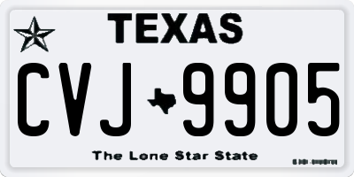TX license plate CVJ9905