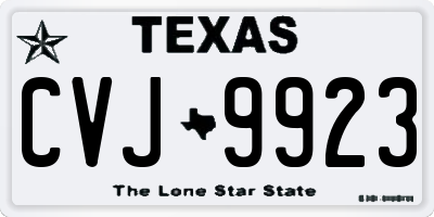 TX license plate CVJ9923