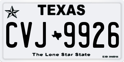 TX license plate CVJ9926