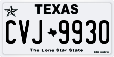TX license plate CVJ9930