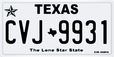 TX license plate CVJ9931