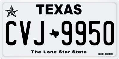TX license plate CVJ9950