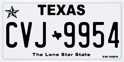 TX license plate CVJ9954