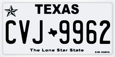 TX license plate CVJ9962