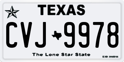 TX license plate CVJ9978