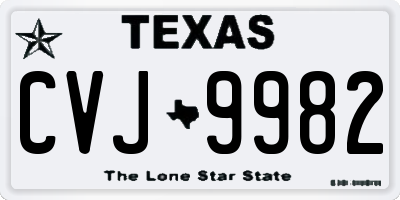 TX license plate CVJ9982