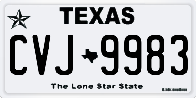 TX license plate CVJ9983