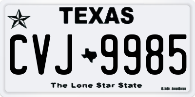 TX license plate CVJ9985