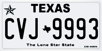TX license plate CVJ9993