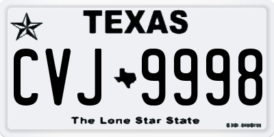 TX license plate CVJ9998