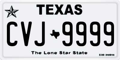 TX license plate CVJ9999