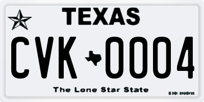 TX license plate CVK0004