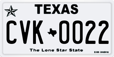 TX license plate CVK0022
