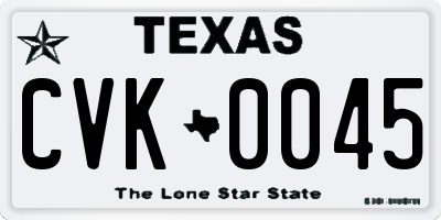 TX license plate CVK0045