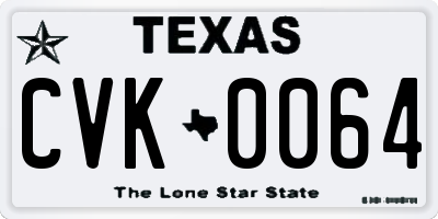 TX license plate CVK0064