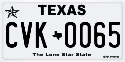 TX license plate CVK0065
