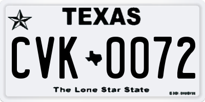 TX license plate CVK0072