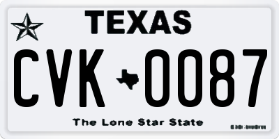 TX license plate CVK0087