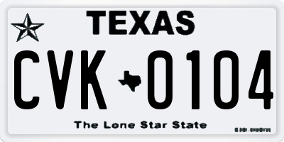 TX license plate CVK0104