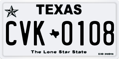 TX license plate CVK0108