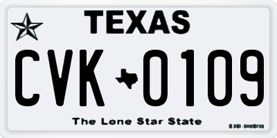 TX license plate CVK0109
