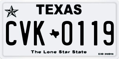 TX license plate CVK0119