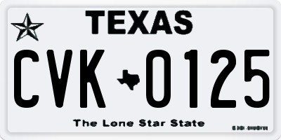 TX license plate CVK0125