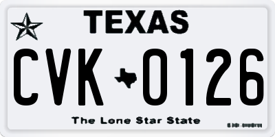 TX license plate CVK0126