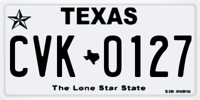 TX license plate CVK0127