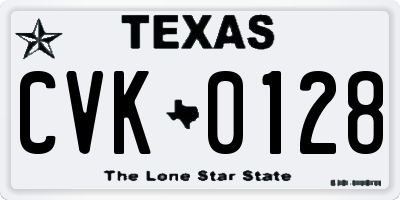 TX license plate CVK0128