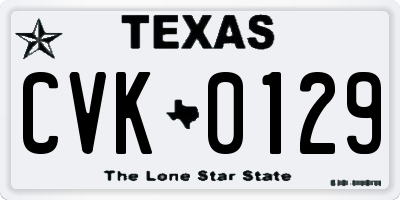 TX license plate CVK0129