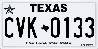 TX license plate CVK0133