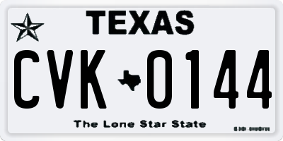 TX license plate CVK0144