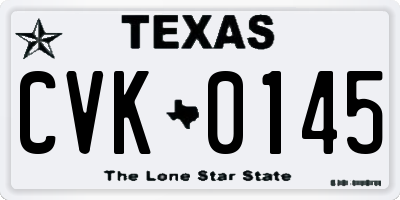 TX license plate CVK0145