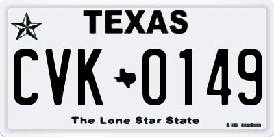TX license plate CVK0149