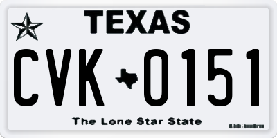 TX license plate CVK0151