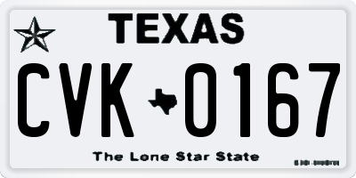 TX license plate CVK0167