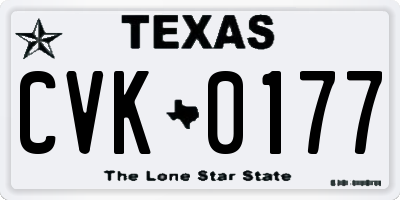 TX license plate CVK0177